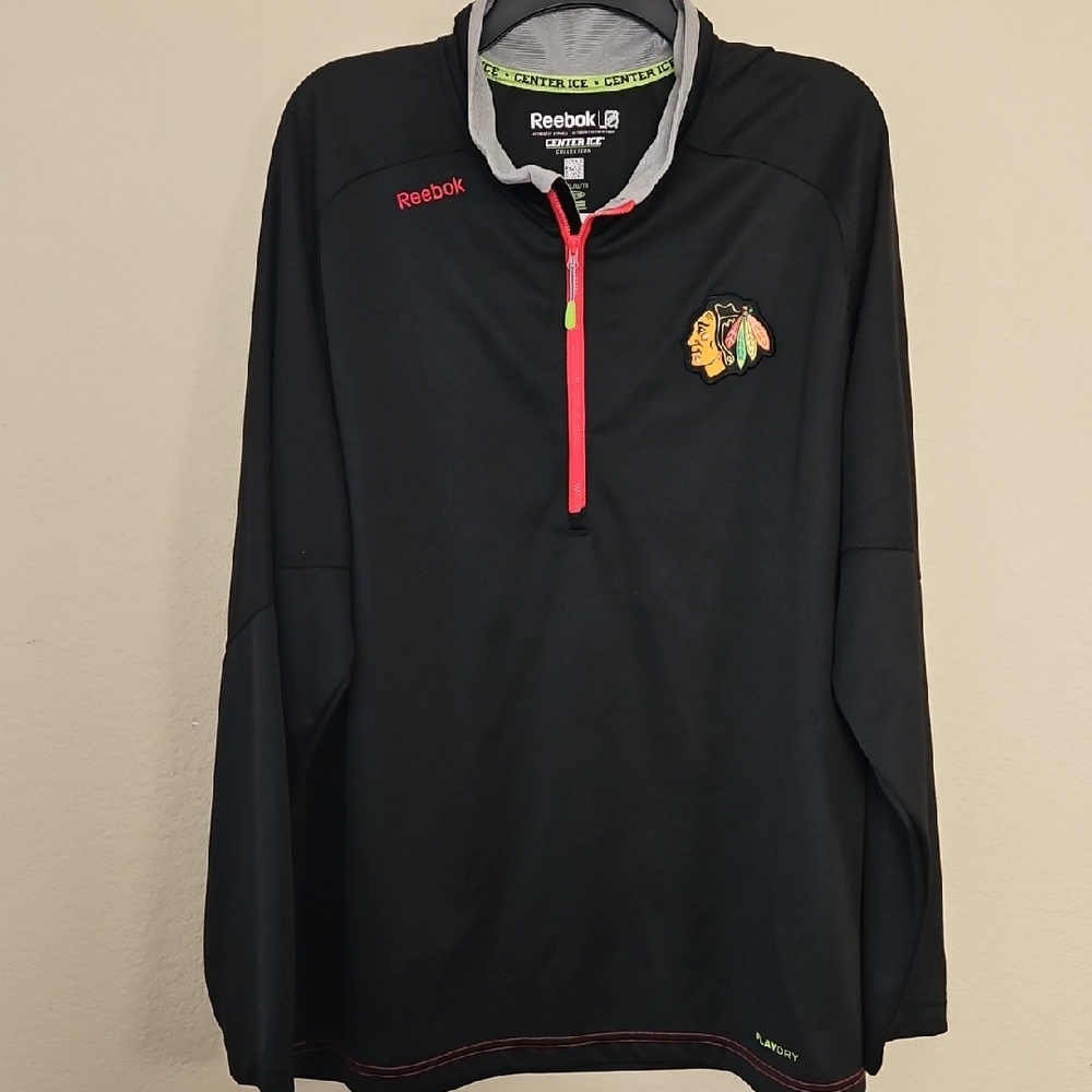 XL Reebok Chicago Blackhawks Quarter-Zip Pullover‎